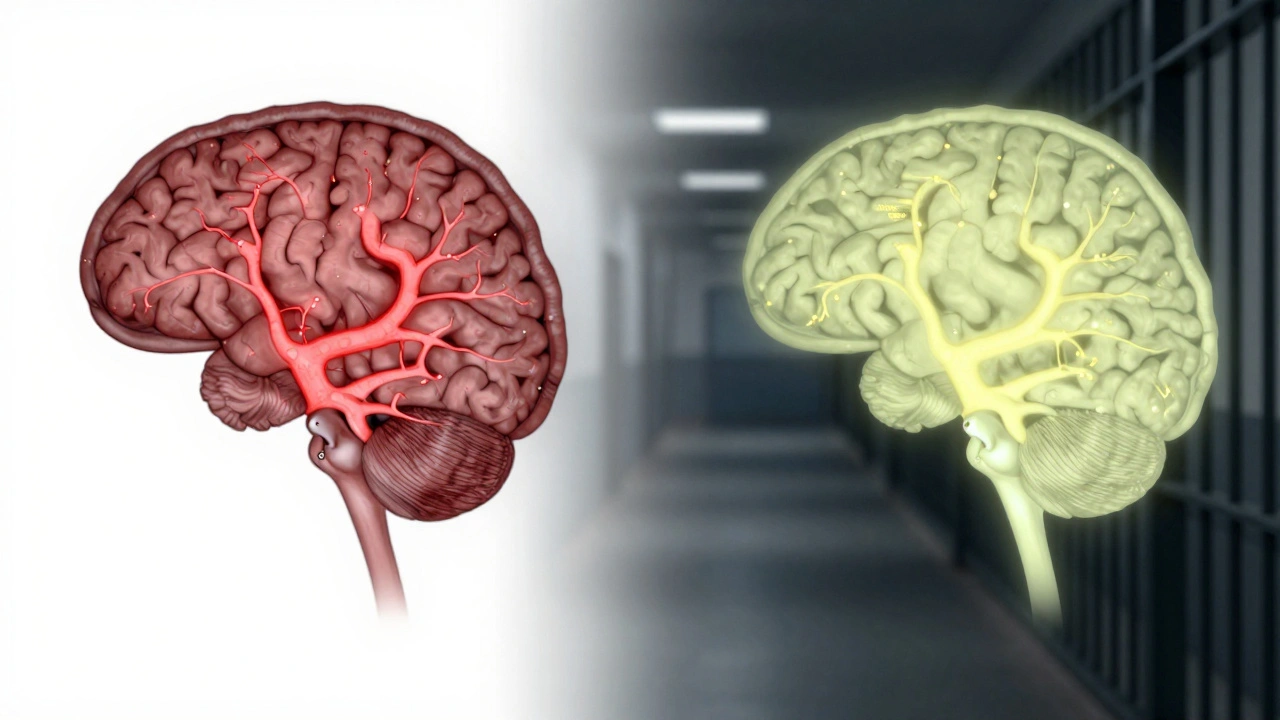 A split image showing a brain losing neural function versus being preserved by therapy.