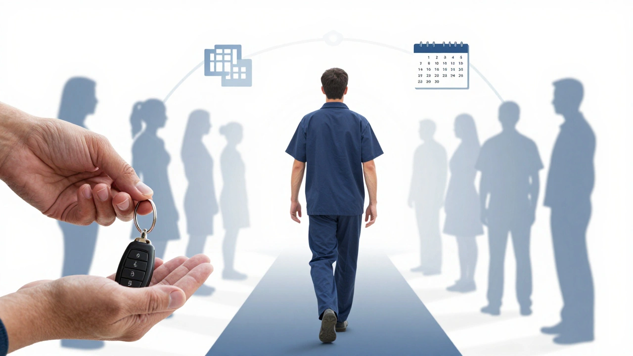 A conceptual image showing a person being guided by a network of supportive hands and logistical tools.