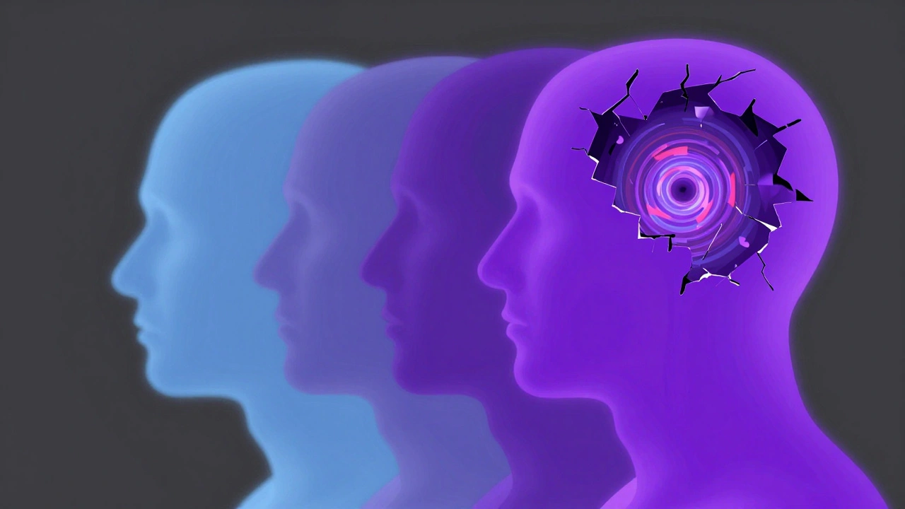 Abstract silhouettes showing the progression of psychosis symptoms