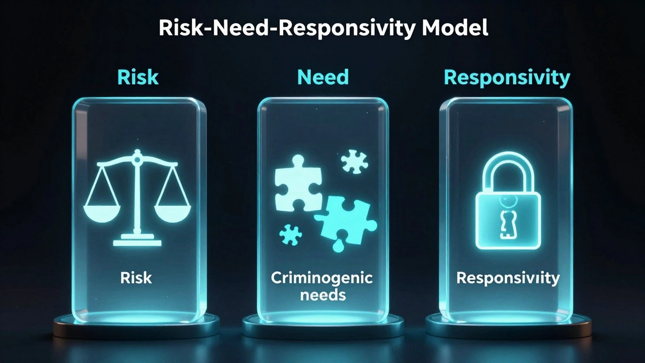 Abstract visualization of the three pillars of the RNR correctional model.