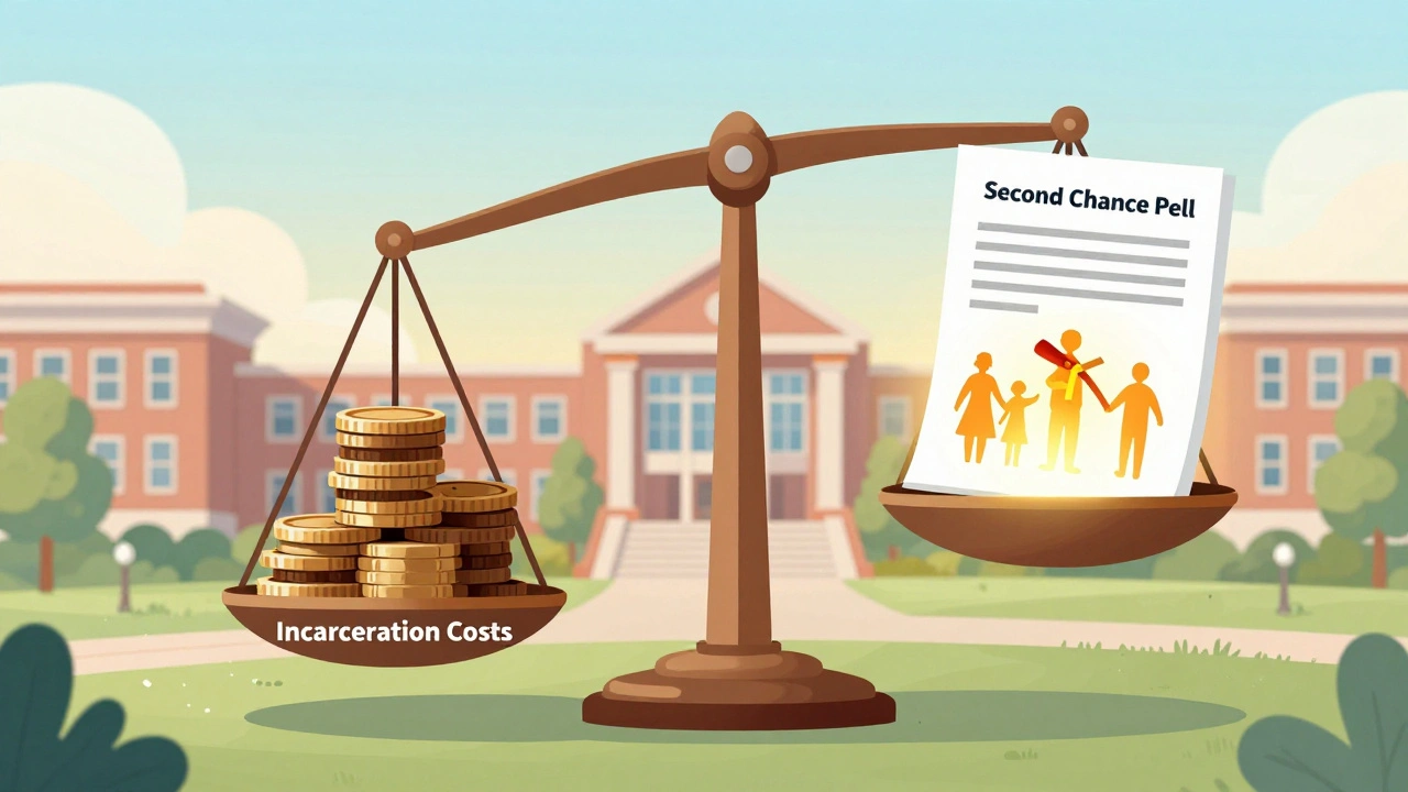 Illustration comparing cost of incarceration vs education