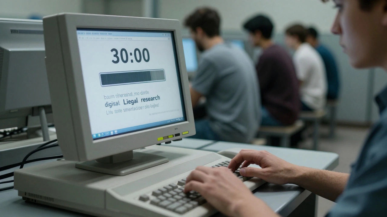 Prisoner using a timed computer terminal for legal research