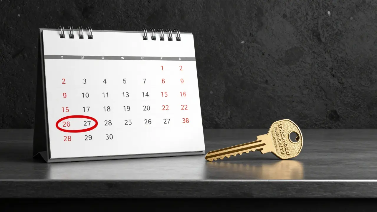 Calendar and key symbolizing early release through credits