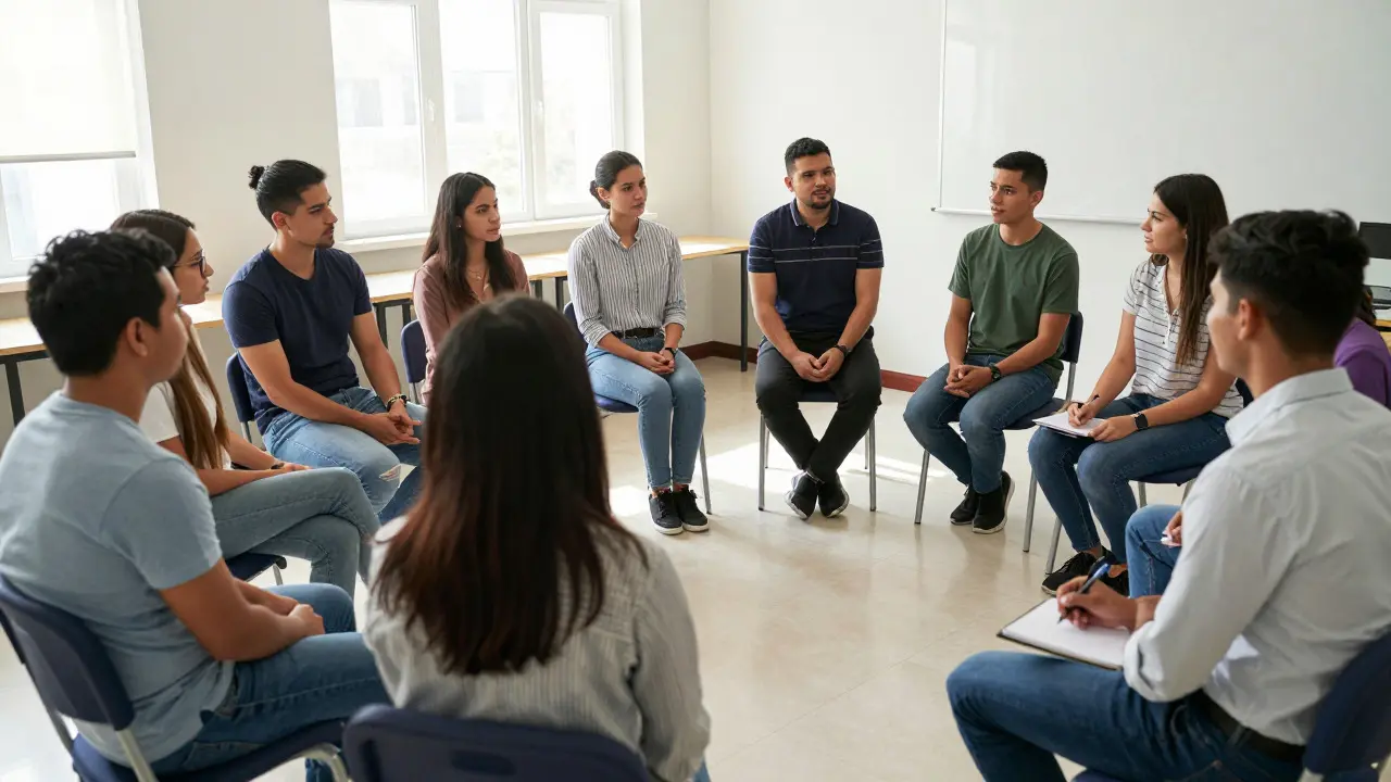 Group participating in social skills role-play