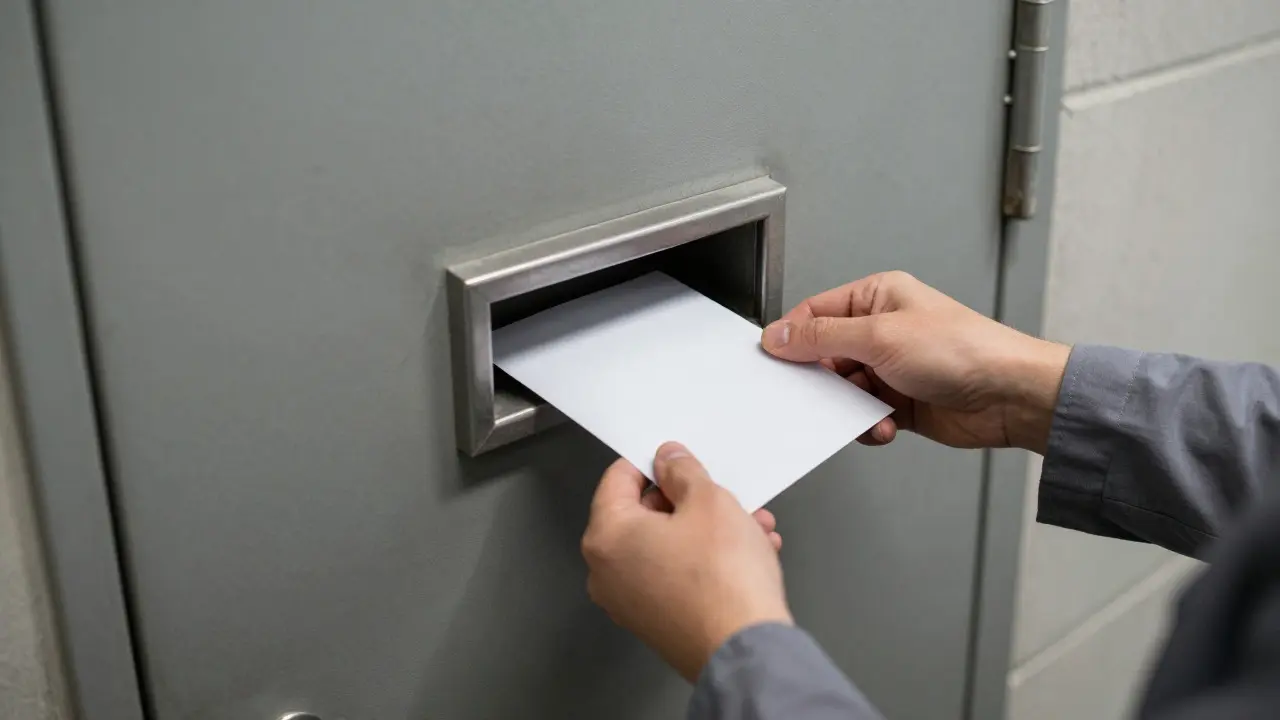 Hands inserting a letter into a prison mail slot