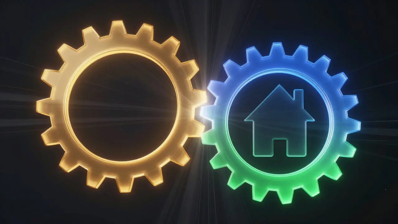 Three colorful interlocking gears symbolizing reentry success pillars