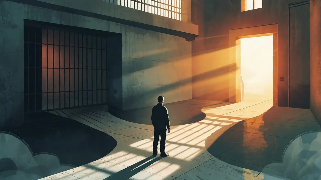 Conceptual art showing path from prison withdrawal to treatment recovery